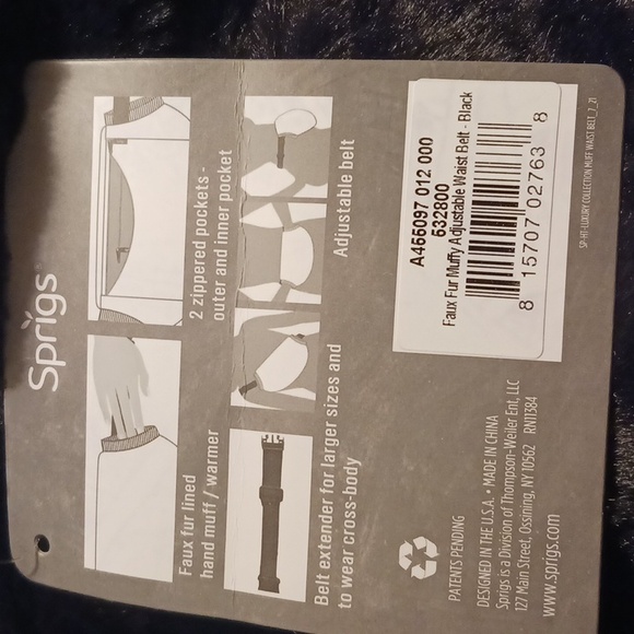 SPRIGS FAUX FUR THICK PILE MUFF ADJUSTABLE WAIST BELT/FANNY PACK/CROSSBODY BAG - Picture 6 of 13